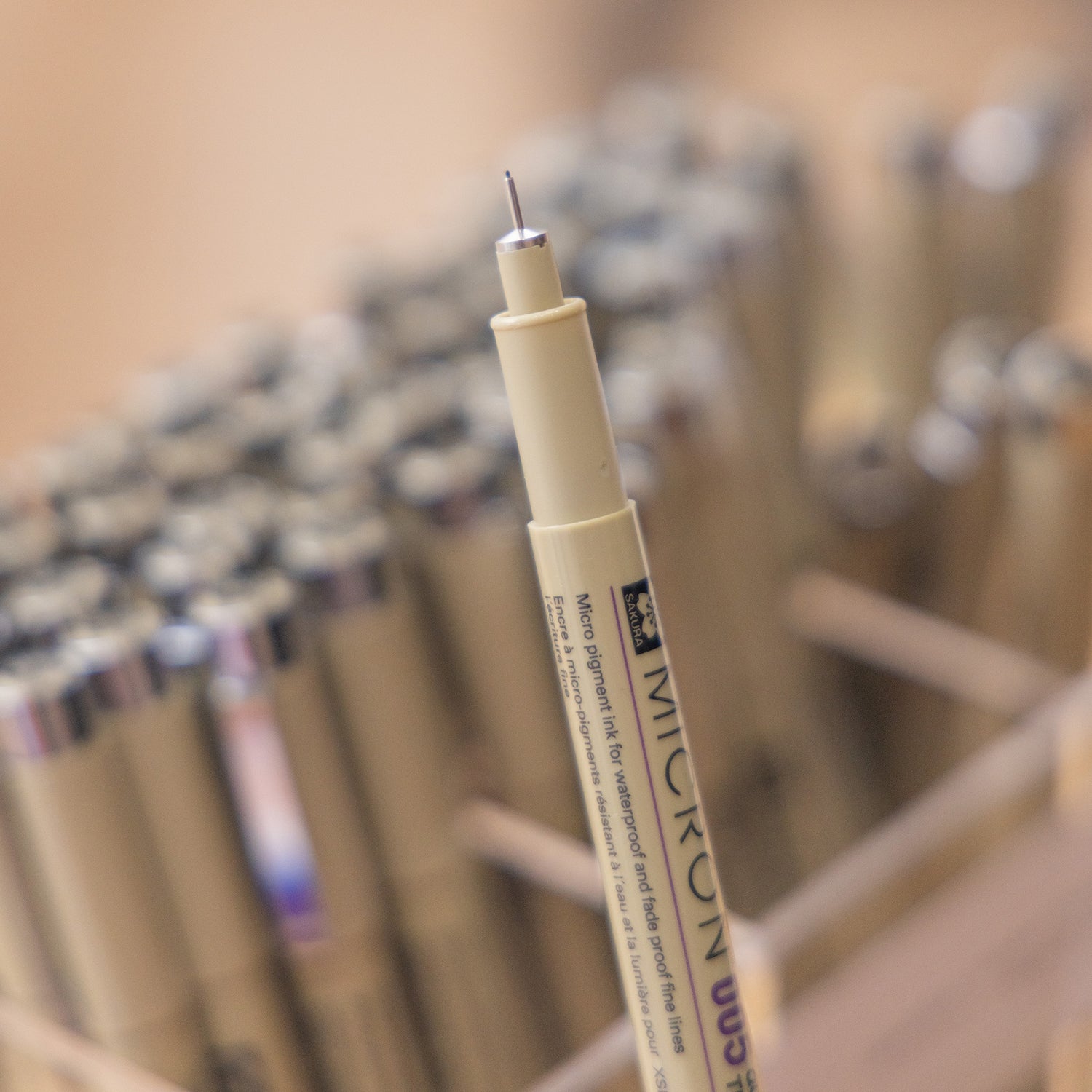 Close-up of an open Sakura Micron black fineliner pen