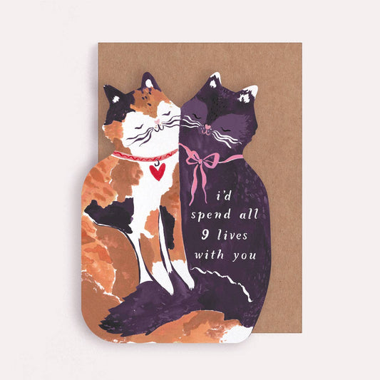 All Nine Lives With You Cats Anniversary Greetings Card