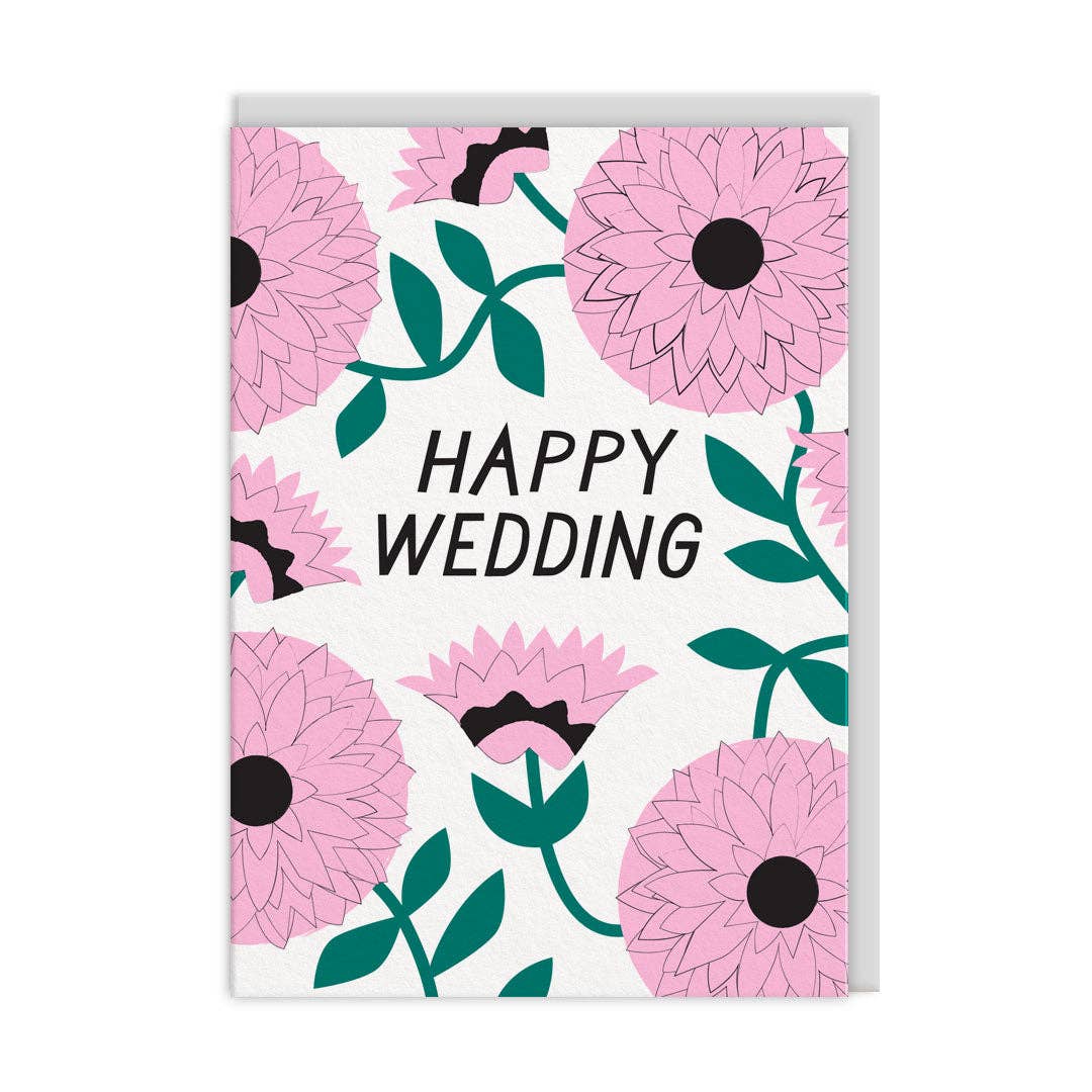 Happy Wedding Flowers Greetings Card