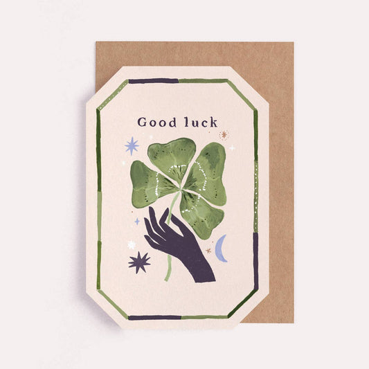 Good Luck Clover Greetings Card