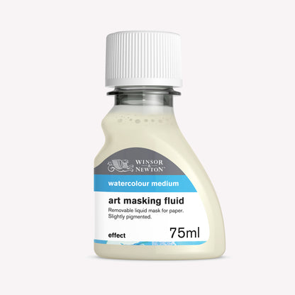 Winsor & Newton's Art Masking Fluid is a clear liquid packaged in a plastic 75ml bottle.
