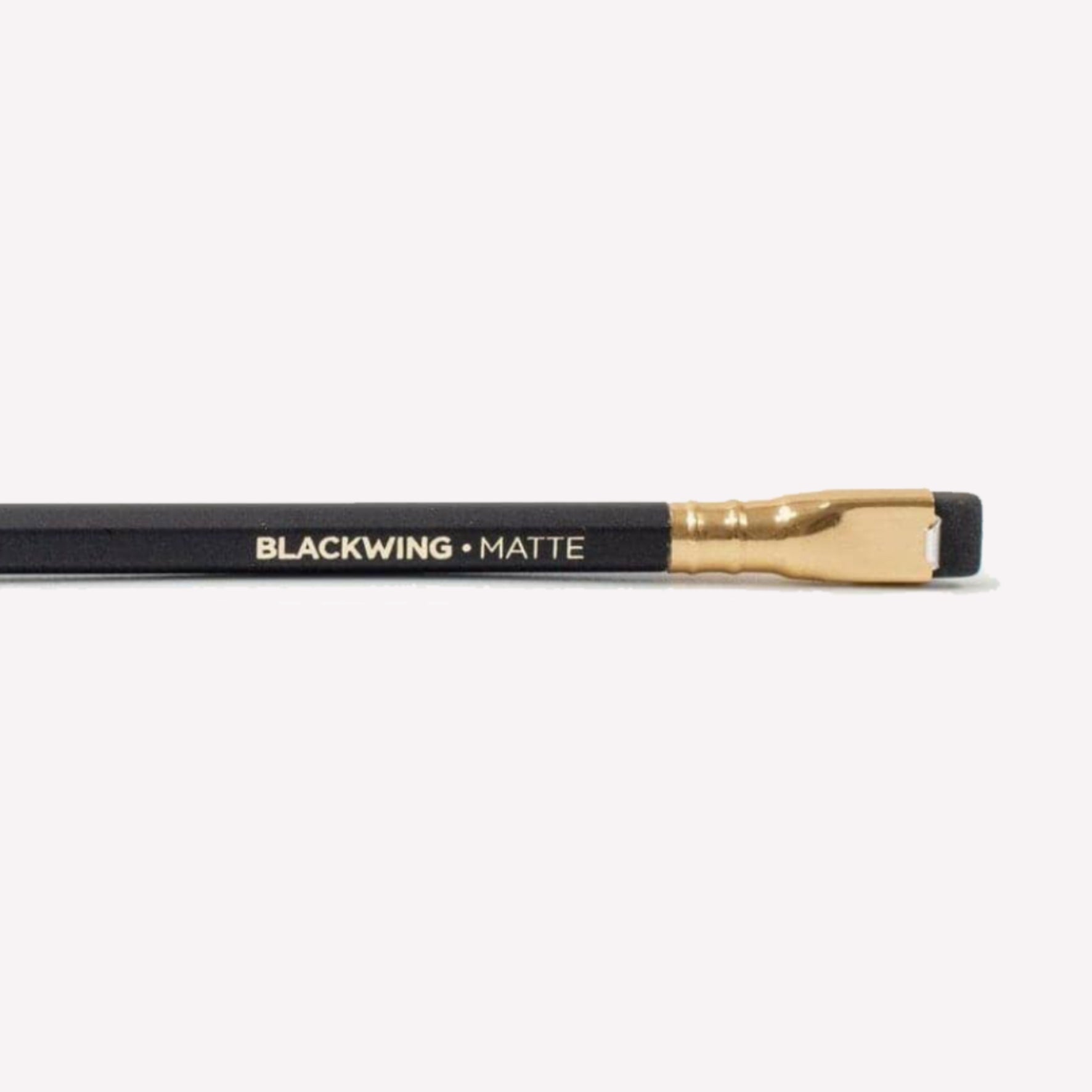 The iconic blackwing matte pencil with a timeless black finished, gold foil text, a gold ferrule and black eraser. 