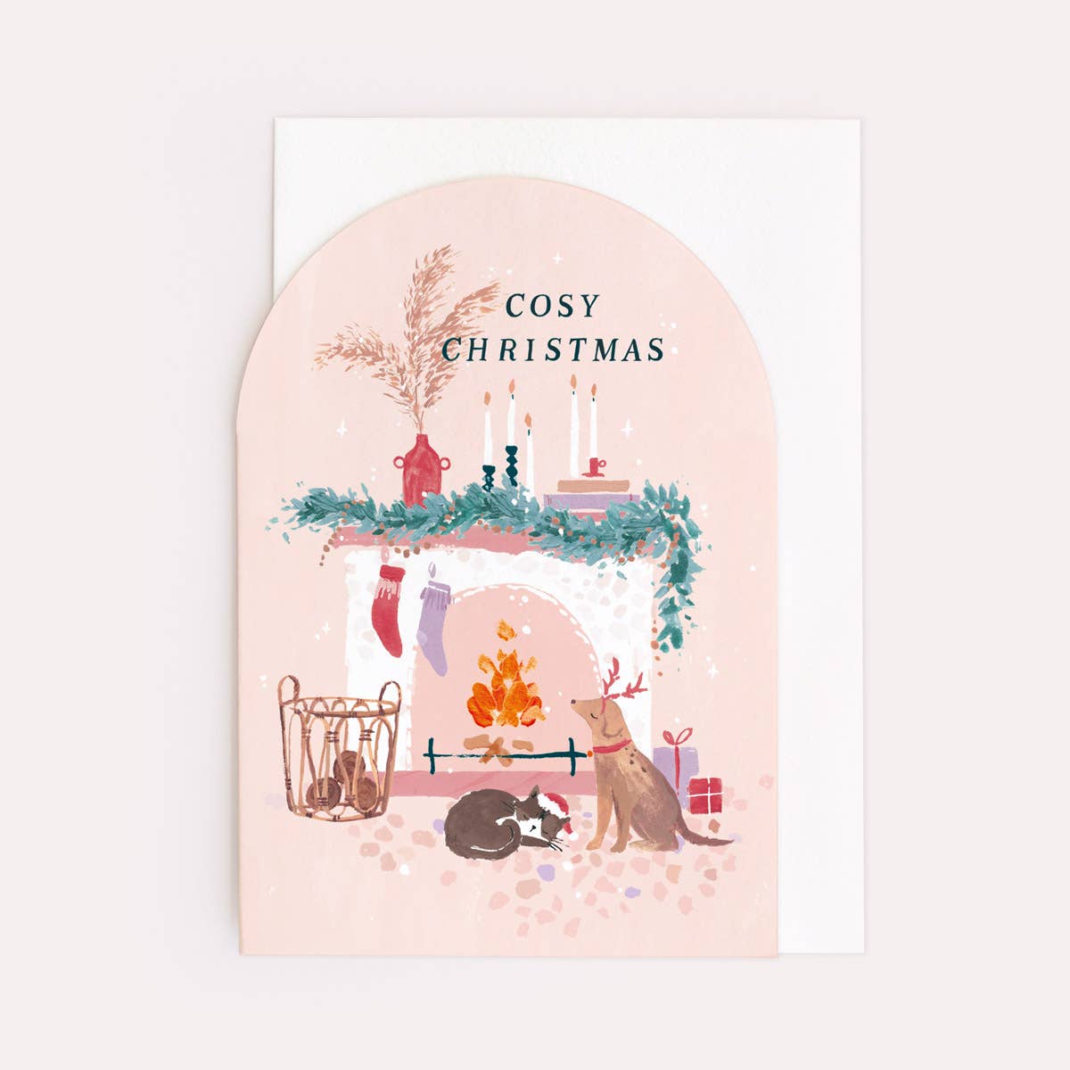 Cosy Christmas Cat & Dog Greetings Card