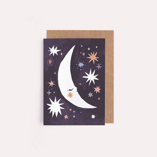 Sleeping Moon Mini Greetings Card
