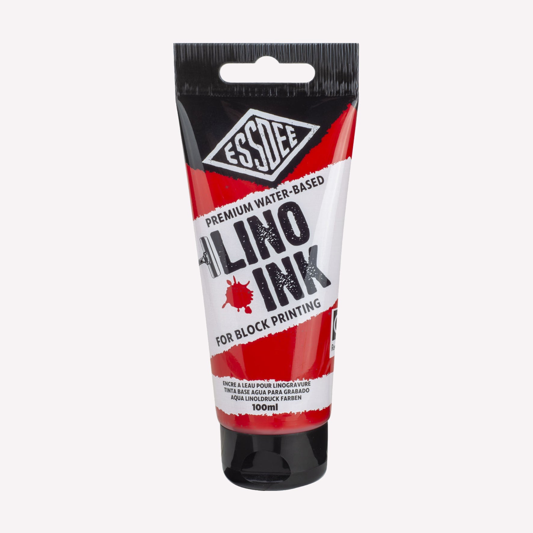 100ml Essdee premium water-based block printing ink in Red, packaged in a branded tube. 