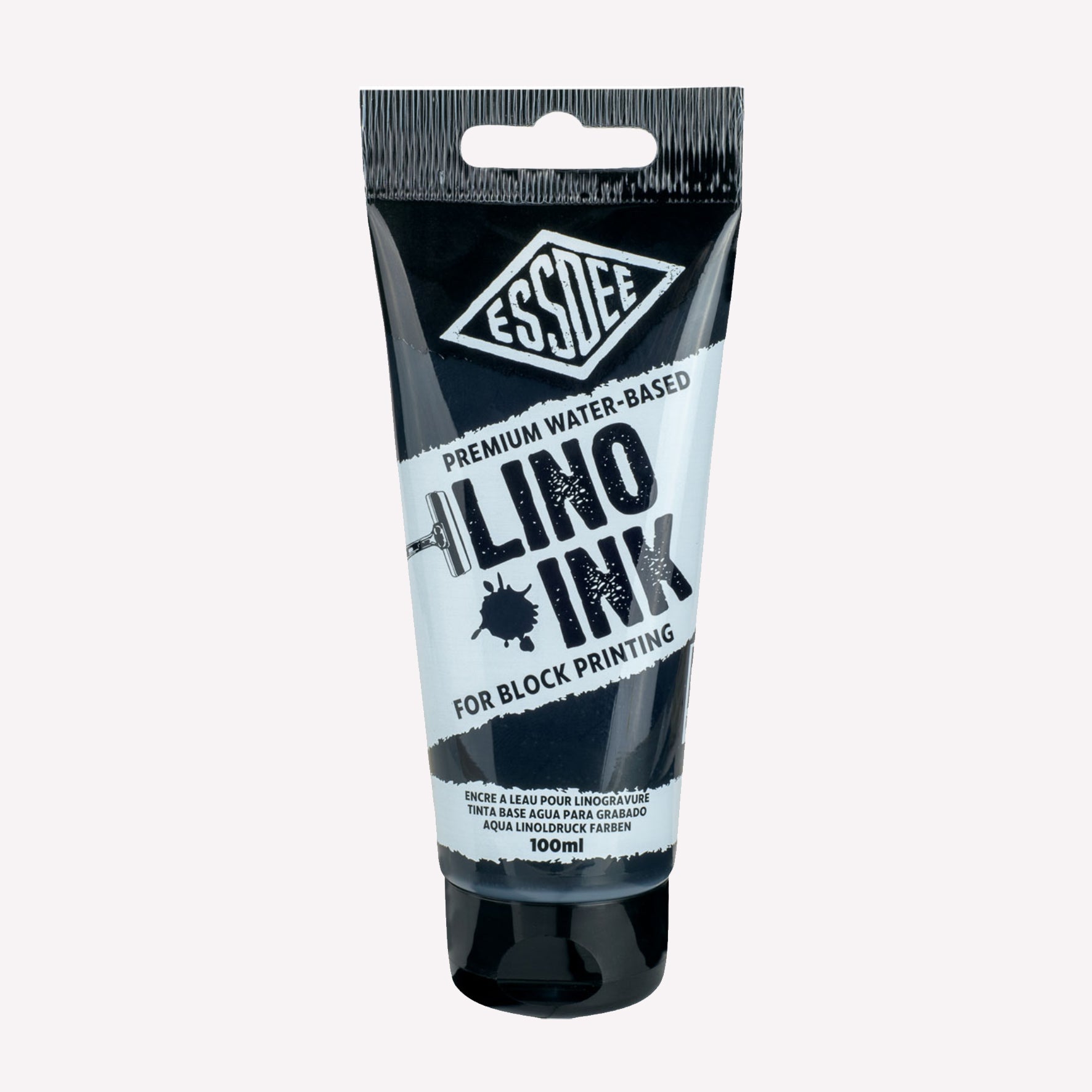 100ml Essdee premium water-based block printing ink in Black, packaged in a branded tube. 