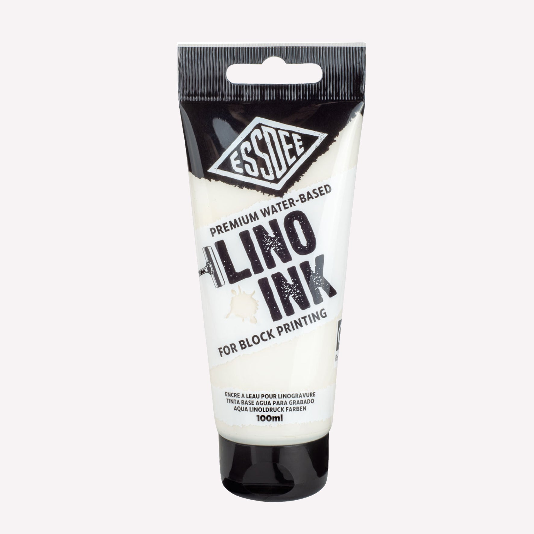 100ml Essdee premium water-based block printing ink in White, packaged in a branded tube. 