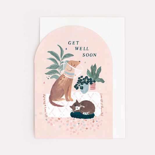 Get Well Soon Cat & Dog Greetings Card