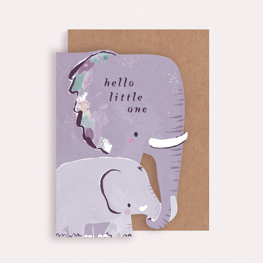 Hello Little One Elephant New Baby Greetings Card