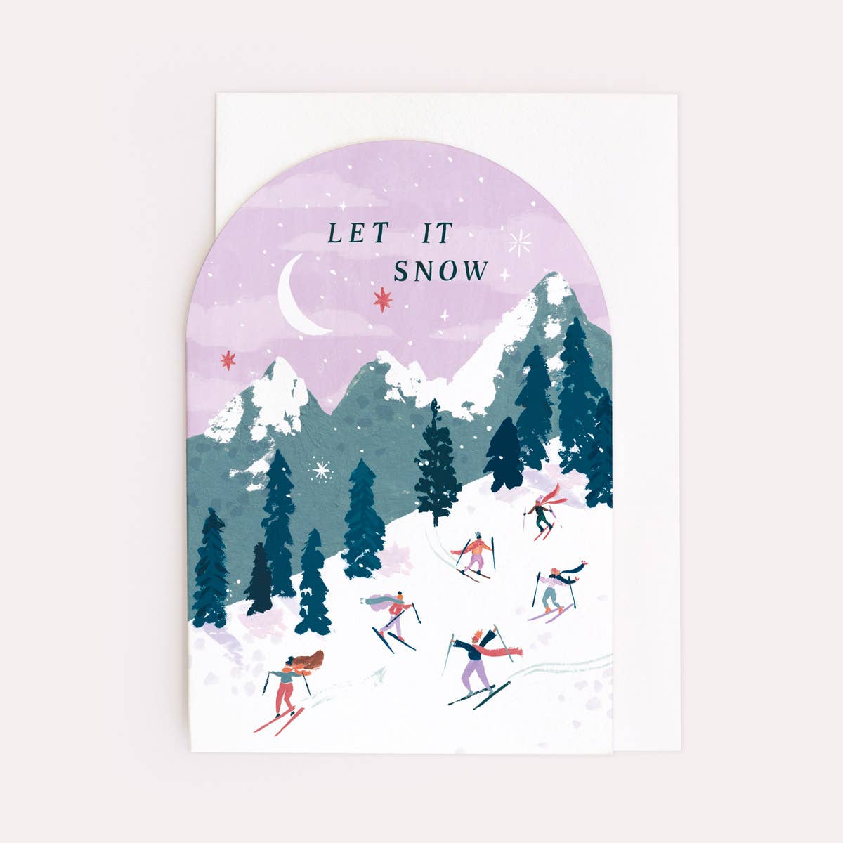 Let It Snow Skiers Christmas Greetings Card