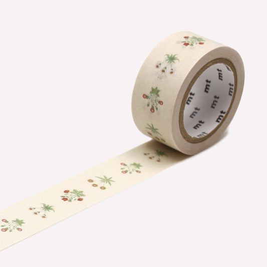 An open roll of MT's Daisy Morris & Co artist washi tape with a dainty floral pattern on an ivory background. Each roll is 20mm wide, with 7m of tape.