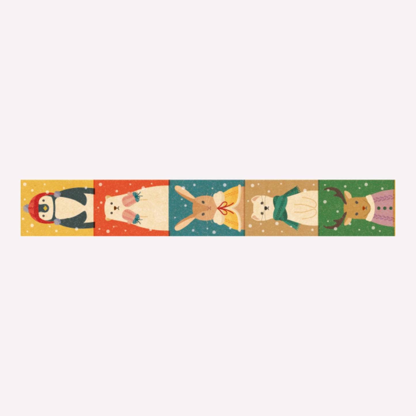 MT's Winter Attive washi tape pattern of animals wearing winter clothing. 