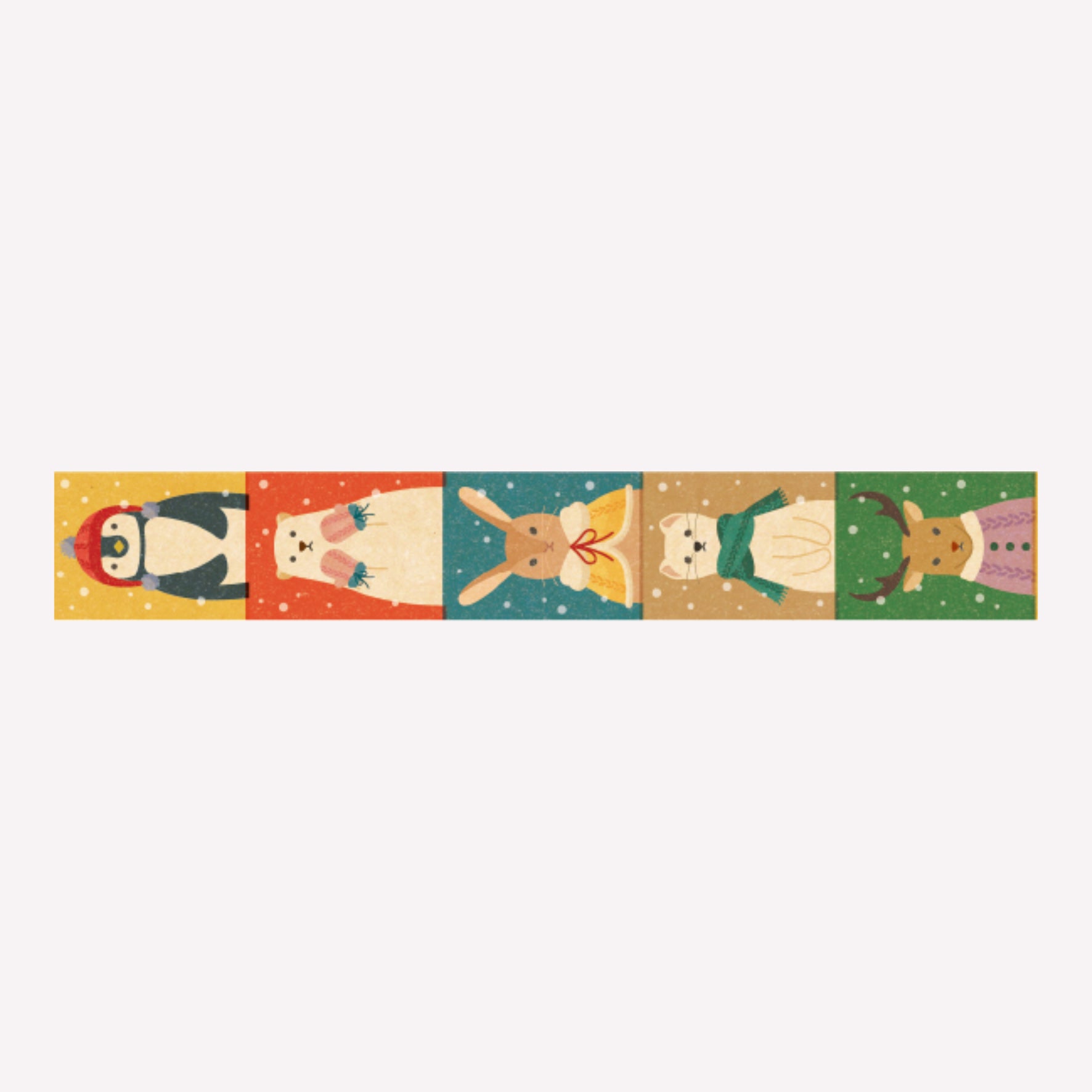 MT's Winter Attive washi tape pattern of animals wearing winter clothing. 