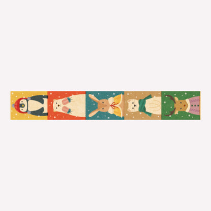 MT's Winter Attive washi tape pattern of animals wearing winter clothing. 