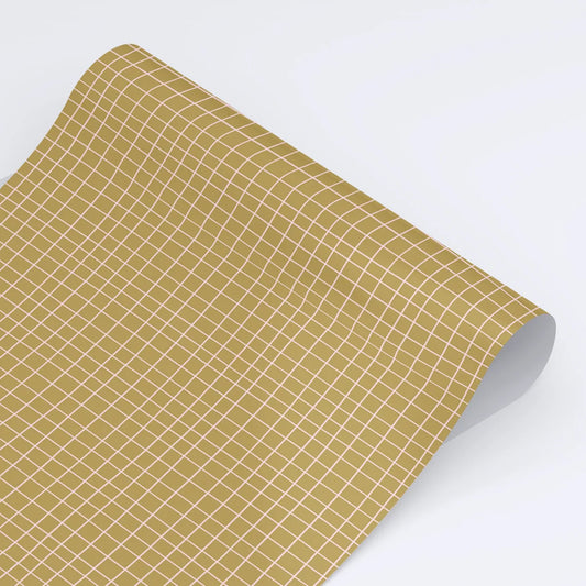 Mustard Grid Wrapping Paper Sheet