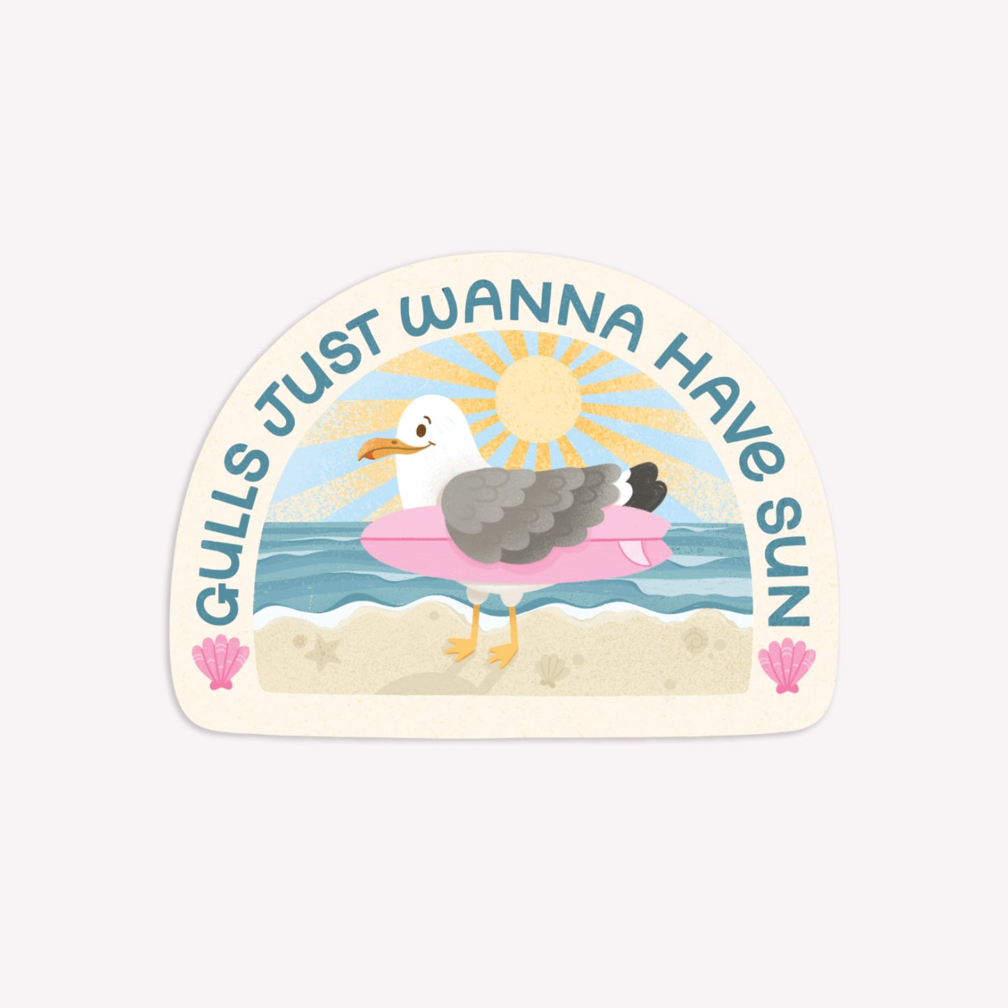 Gulls Just Wanna Have Sun Illustrated Sticker