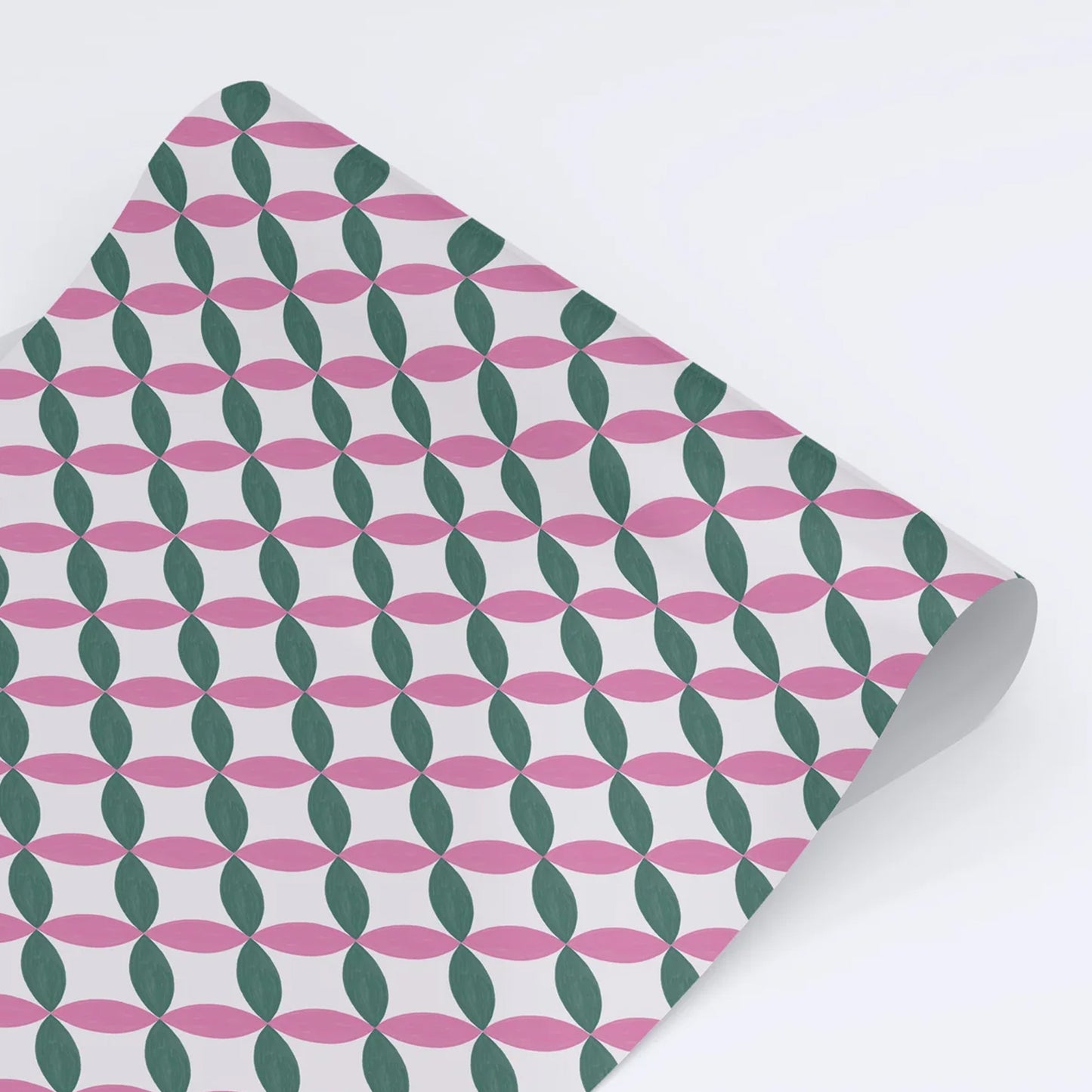 Green & Pink Petal Tile Wrapping Paper Sheet
