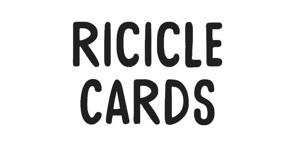 Official logo of greetings card supplier Ricicle Cards, stocked at Salt Art Supply.