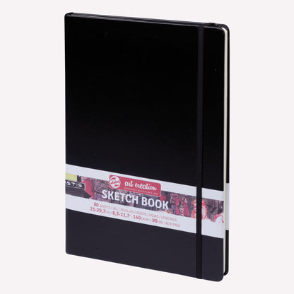 Royal Talens Art Creation A4 portrait sketchbook with a sturdy black imitation-leather cover. 21x29.7cm. 