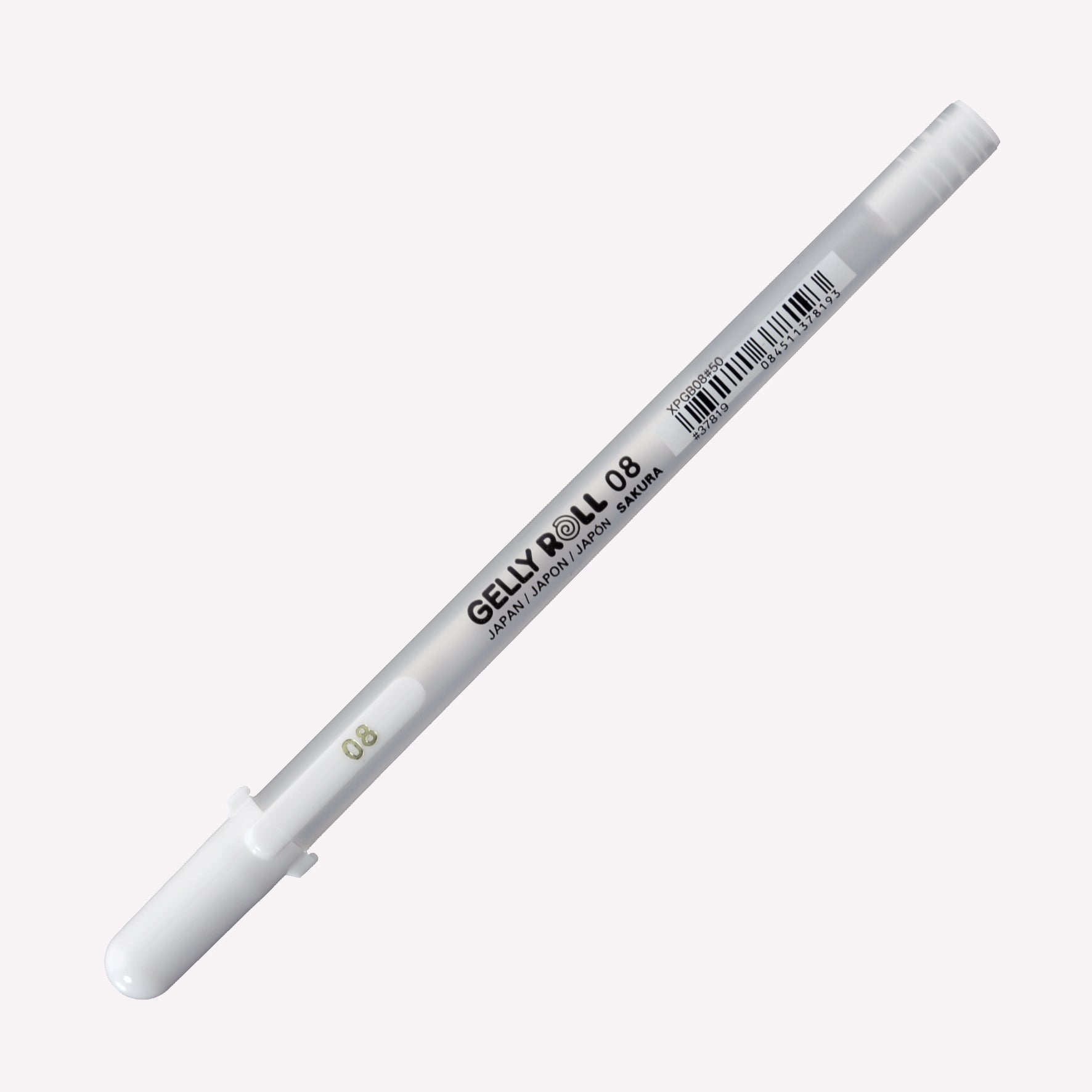 Sakura White Gelly Roll Basic Gel Pen in Size 08 featuring opaque white ink