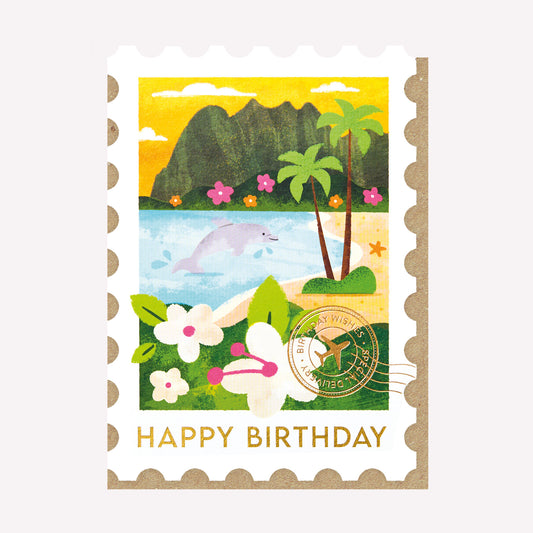 Hawaii Stamp Birthday Greetings Card