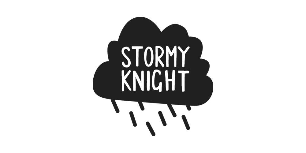 Official logo of greetings card supplier Stormy Knight, stocked at Salt Art Supply.