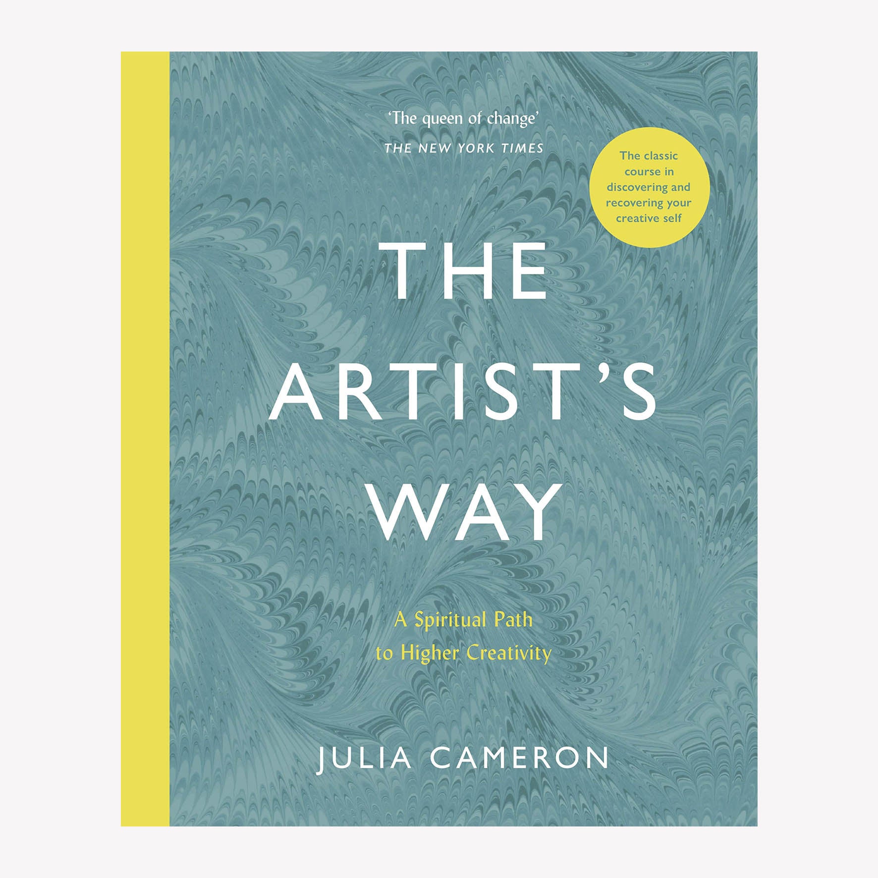 Book cover titled "The Artist's Way" by Julia Cameron. The cover is a blue marbled design with the text and authors name in white.