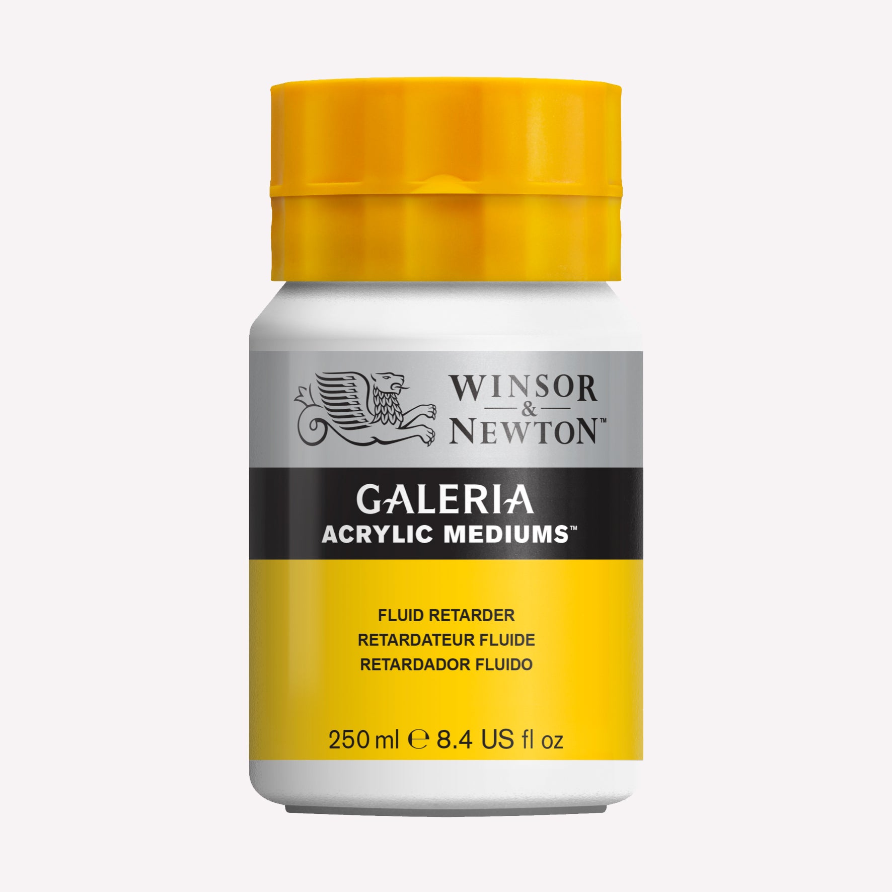 Winsor & Newton's Galeria Acrylic Fluid Retarder packaged in a 250ml tub, used to extend paint colour and increase flow. 