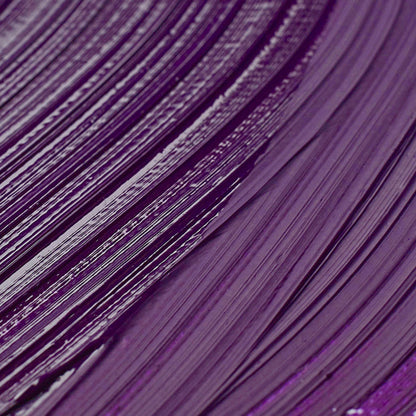 Purple paint swatch demonstrating Winsor & Newton's Water Mixable Gloss Varnish, formulated to protect artwork from grease and dirt, offering a high gloss finish. 