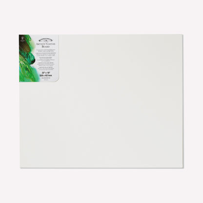 A Winsor & Newton Artist Canvas Board, primed and acid-free, designed for acrylic and oil painting, in a 18x22 inch size