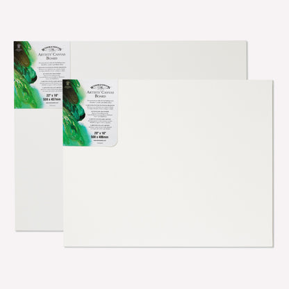 A Winsor & Newton Artist Canvas Board, primed and acid-free, designed for acrylic and oil painting, available in two large sizes - 16x20 inch and 18x22inch. 