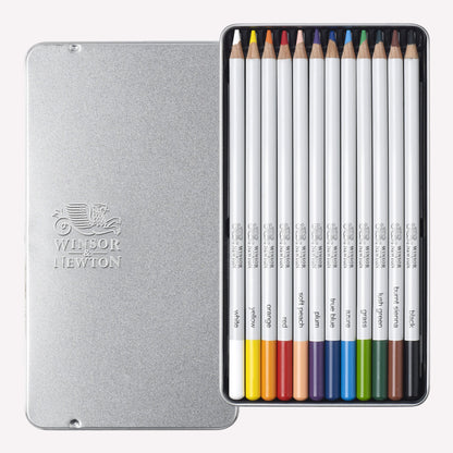 Winsor & Newton Studio Collection set of 12 colour pencils, presented in an embossed metal tin.