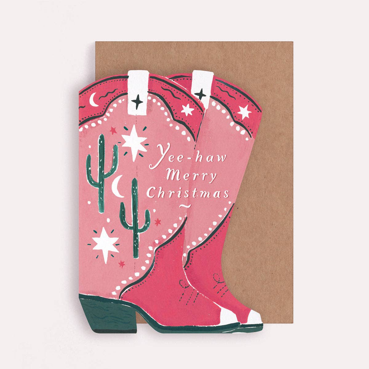 Cowboy Boots Christmas Die-Cut Greetings Card