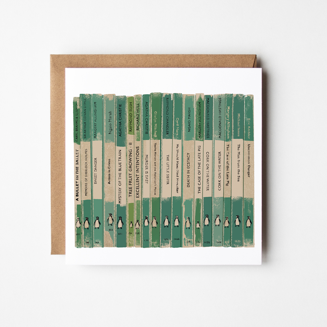 Green Vintage Penguin Books Greetings Card